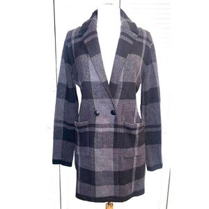 Vintage Bass Sweater Blazer Black and grey Plaid women’s Large